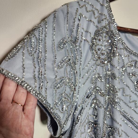 Adrianna Papell Light Blue Beaded Maxi Dress - Picture 12 of 16